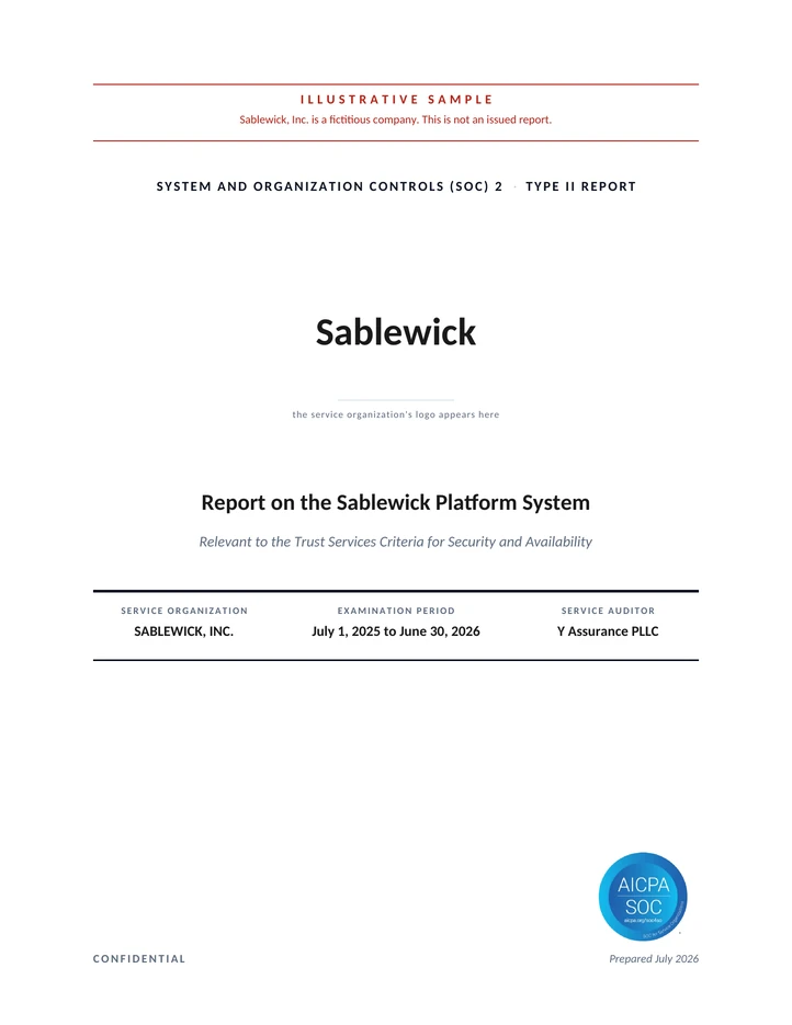 Cover of the sample SOC 2 Type II report